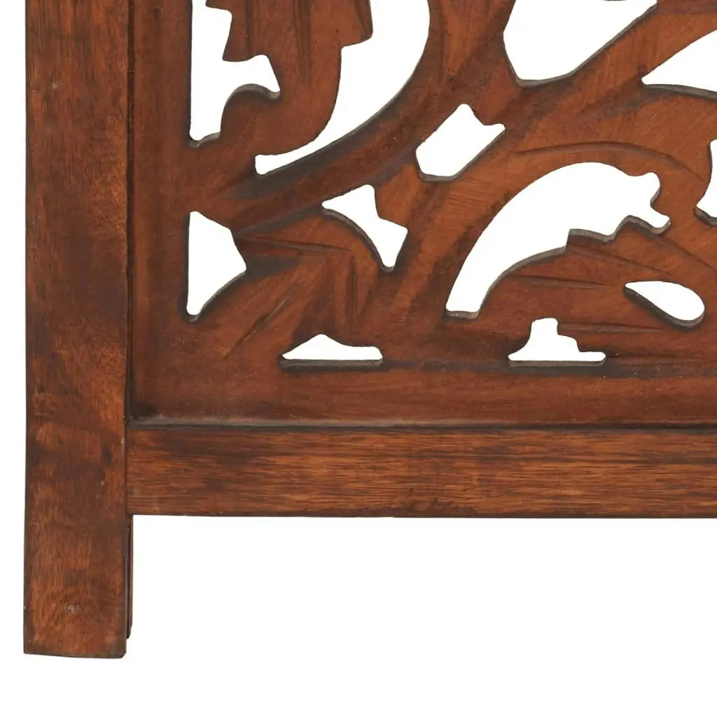 Hand carved 3-Panel Room Divider Brown 120x165 cm Solid Mango Wood 285338