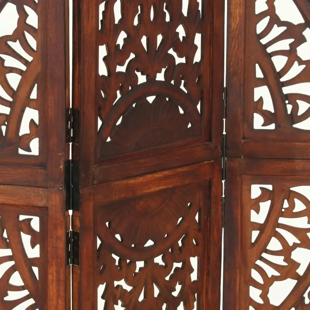 Hand carved 3-Panel Room Divider Brown 120x165 cm Solid Mango Wood 285338