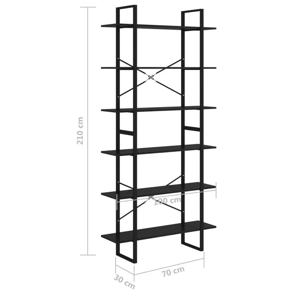 High Cabinet Black 100x30x210 cm Engineered Wood 806558