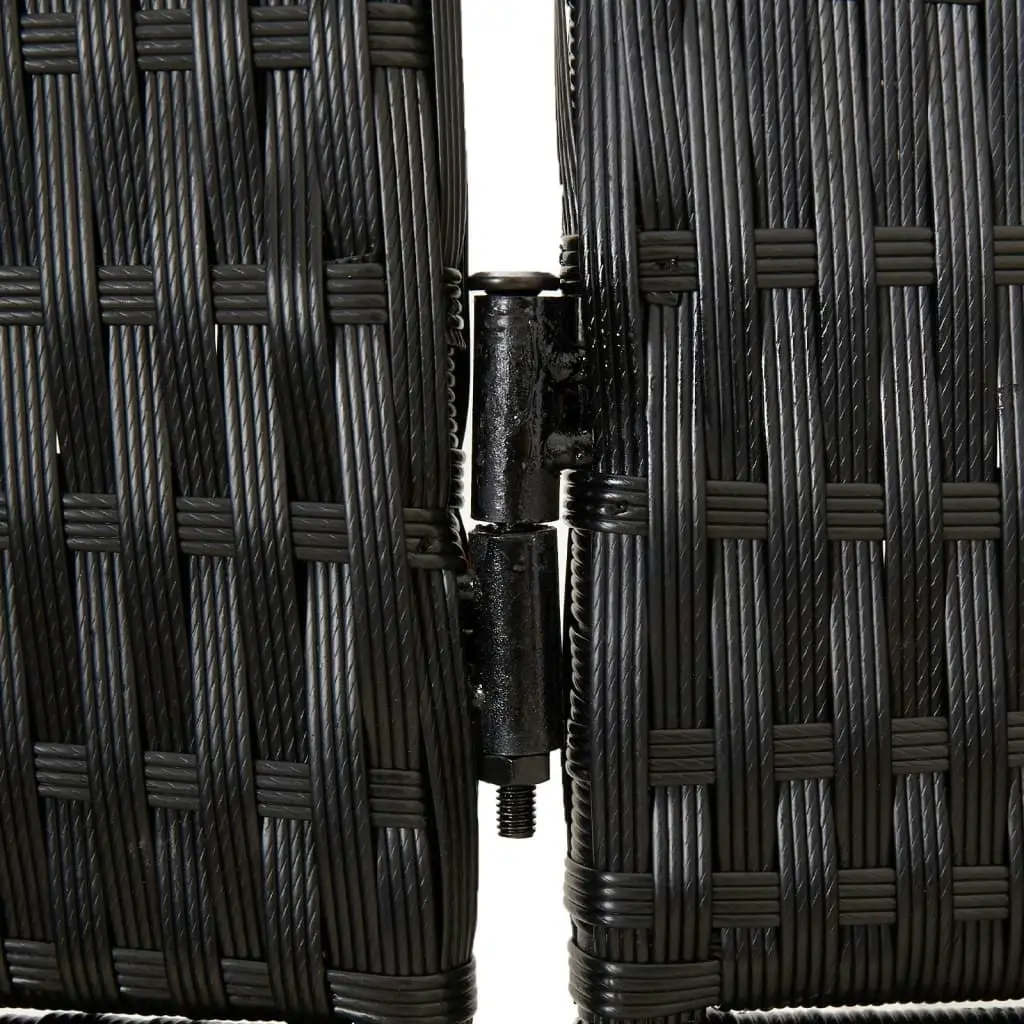 Room Divider 3 Panels Black Poly Rattan 365340