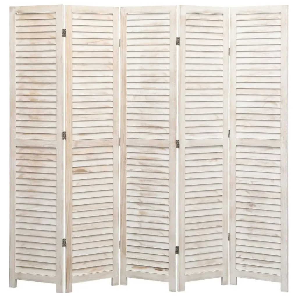 5-Panel Room Divider White 175x165 cm Wood 284201