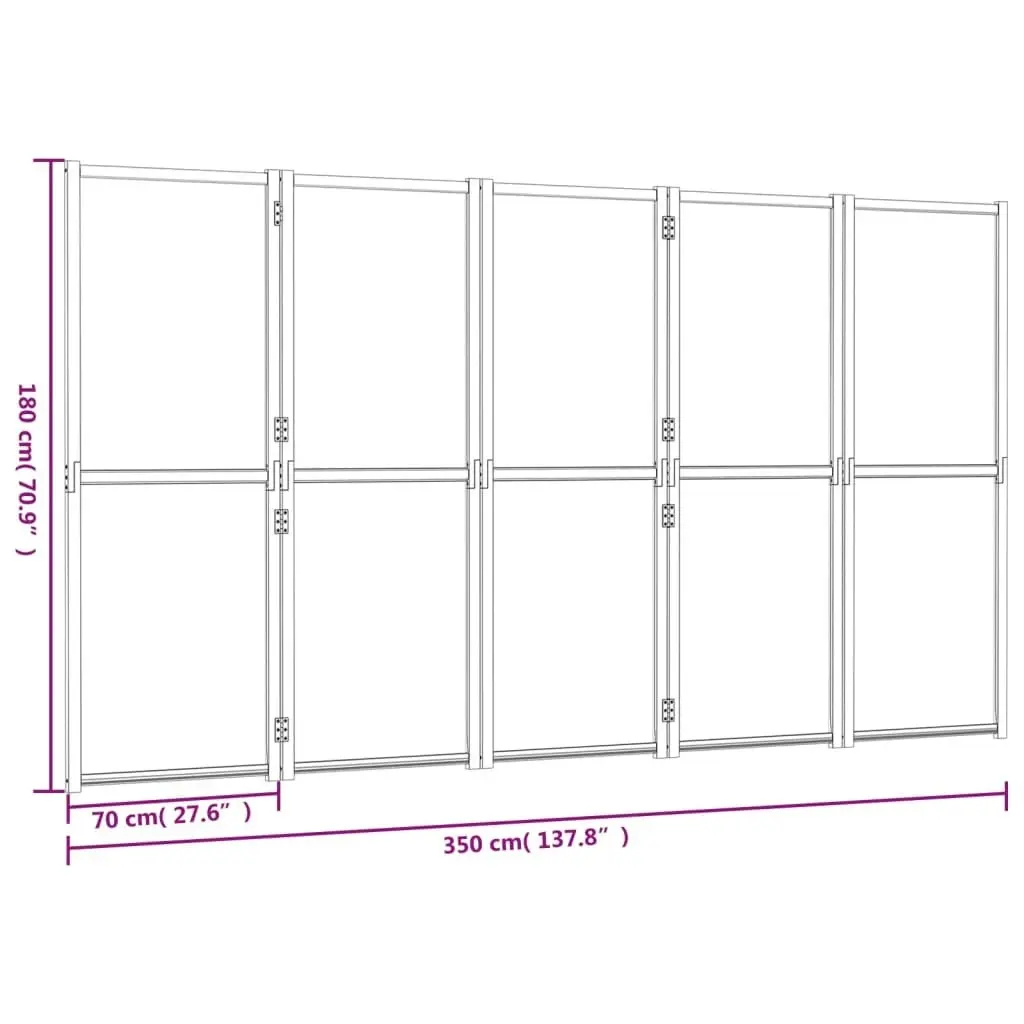 5-Panel Room Divider Black 350x180 cm 319181