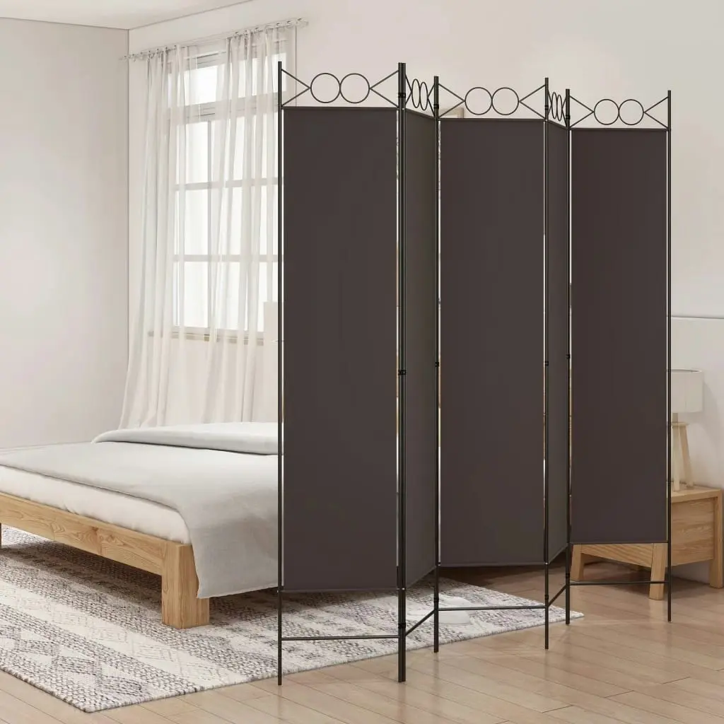 5-Panel Room Divider Brown 200x200 cm Fabric 350155