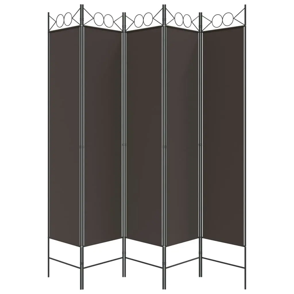 5-Panel Room Divider Brown 200x200 cm Fabric 350155