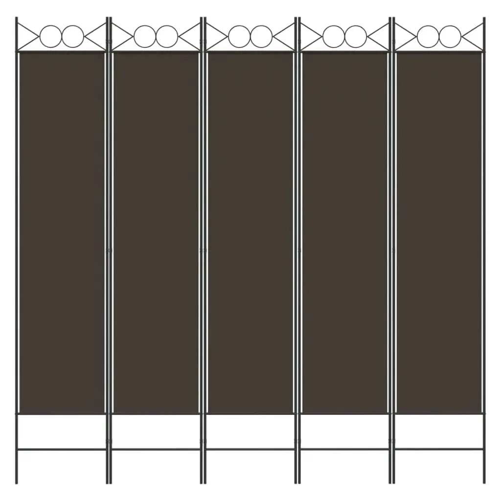 5-Panel Room Divider Brown 200x200 cm Fabric 350155