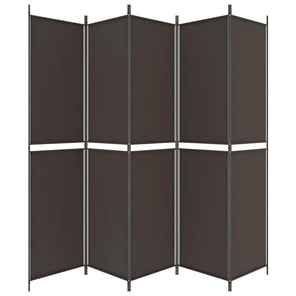 5-Panel Room Divider Brown 250x220 cm Fabric 350251