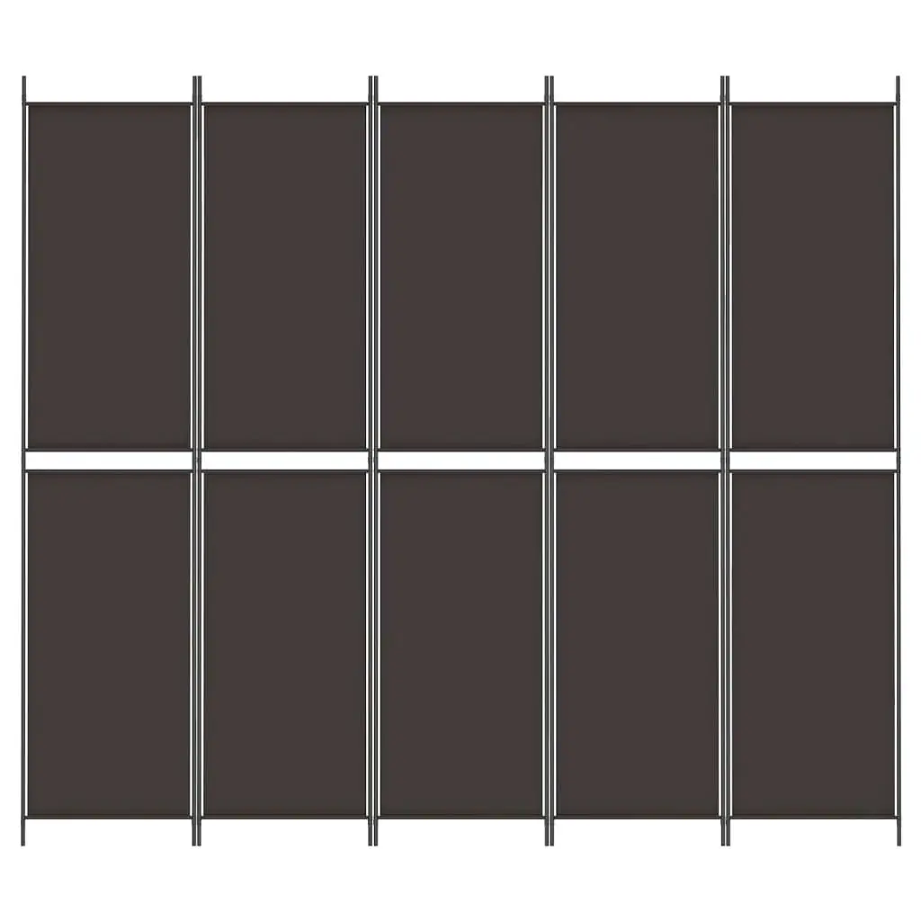 5-Panel Room Divider Brown 250x220 cm Fabric 350251