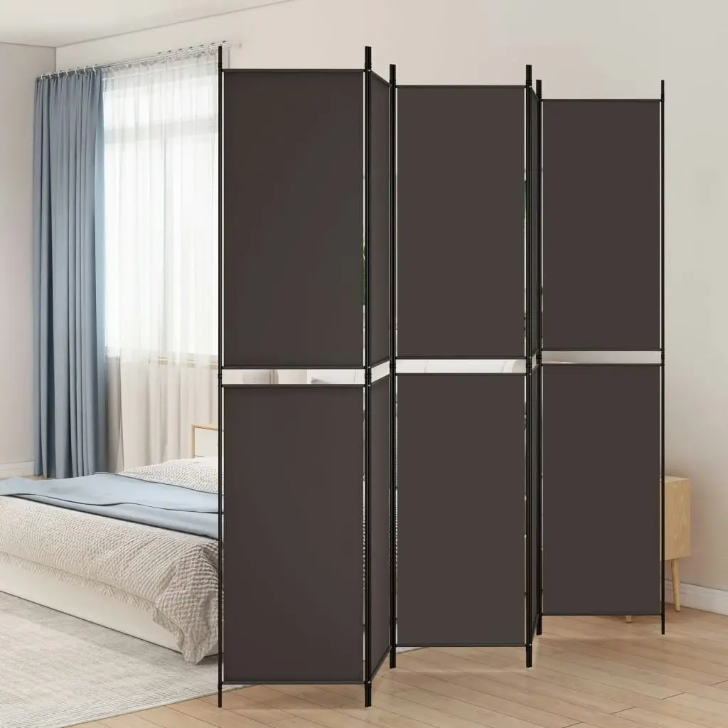 5-Panel Room Divider Brown 250x220 cm Fabric 350251