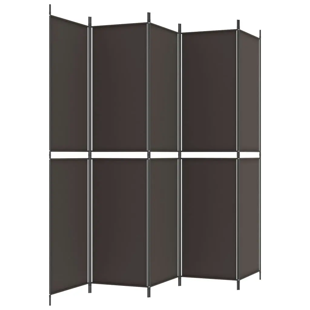 5-Panel Room Divider Brown 250x220 cm Fabric 350251