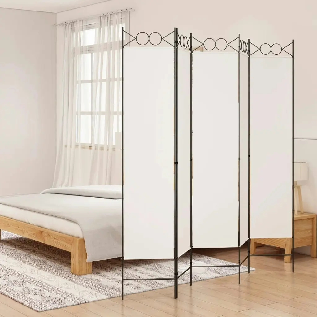 5-Panel Room Divider White 200x200 cm Fabric 350154