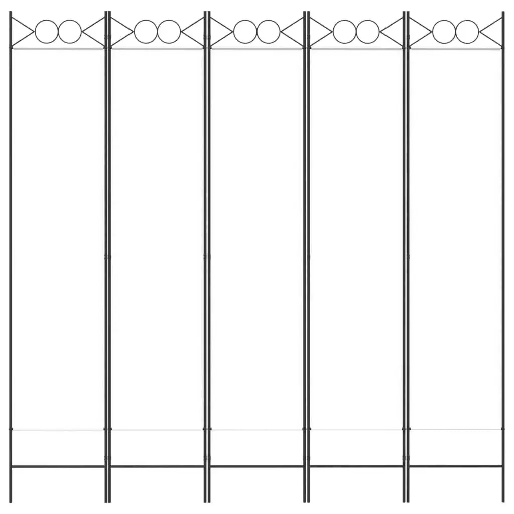 5-Panel Room Divider White 200x200 cm Fabric 350154