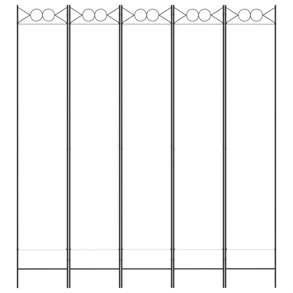 5-Panel Room Divider White 200x220 cm Fabric 350170