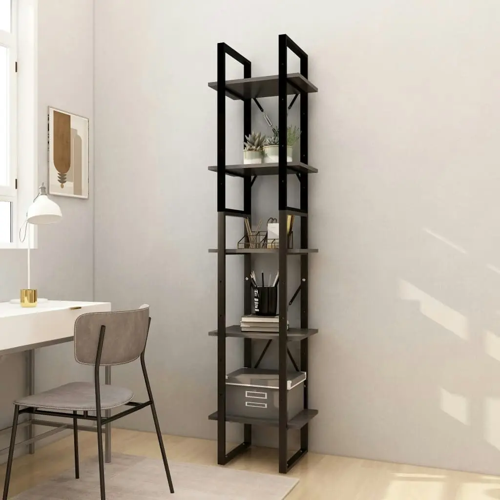 5-Tier Book Cabinet Grey 40x30x175 cm Pinewood 3081975