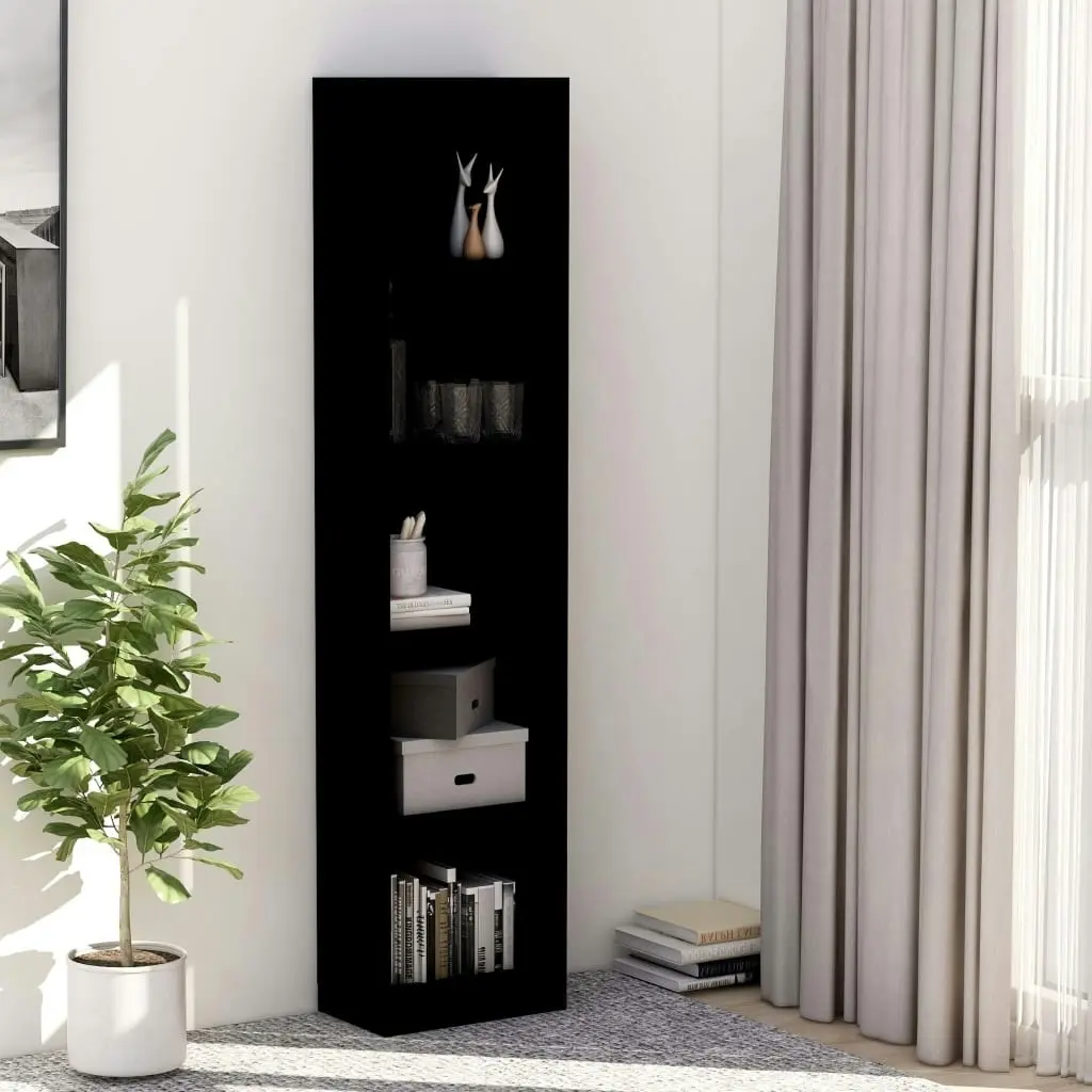 5-Tier Book Cabinet Black 40x24x175 cm Engineered Wood 800847