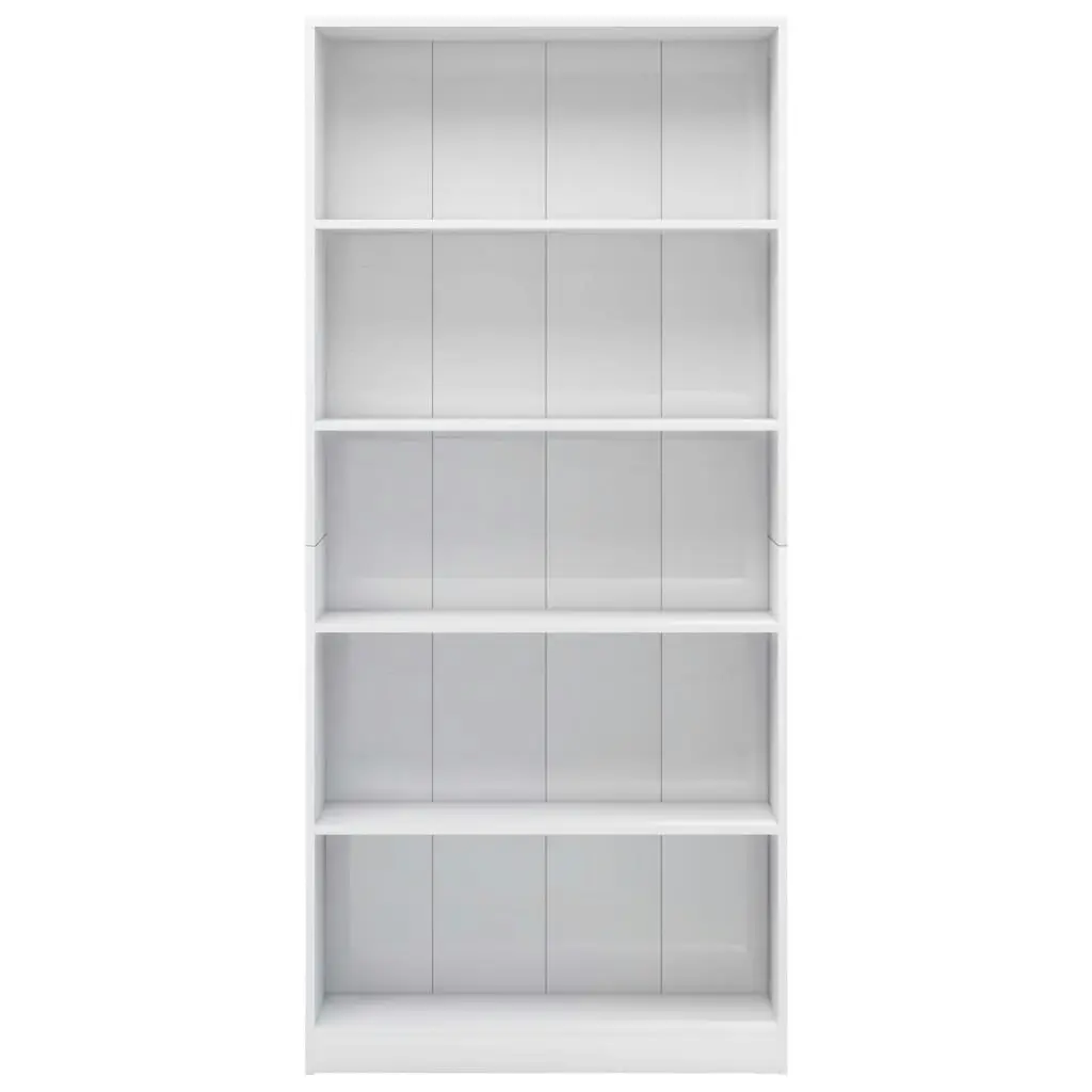 5-Tier Book Cabinet High Gloss White 80x24x175 cm Engineered Wood 800924