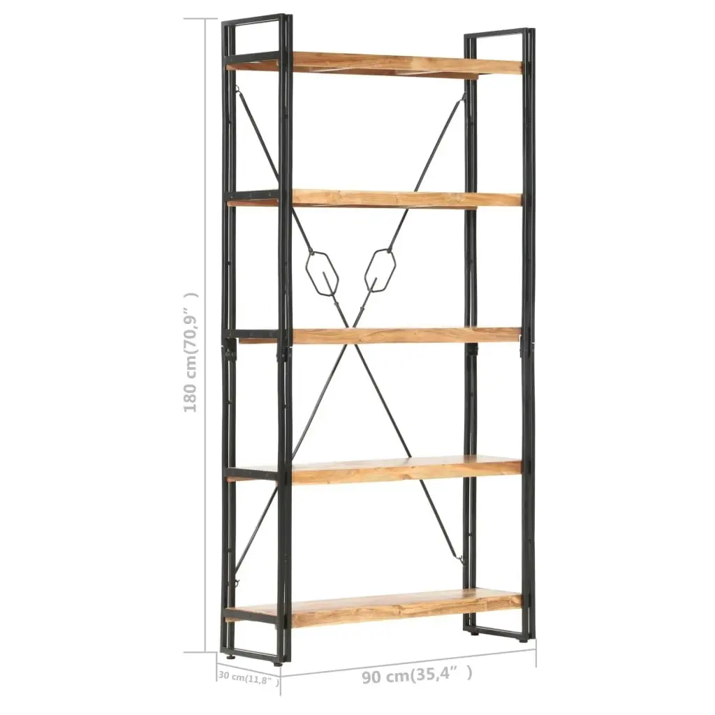 5-Tier Bookcase 90x30x180 cm Solid Acacia Wood 286587