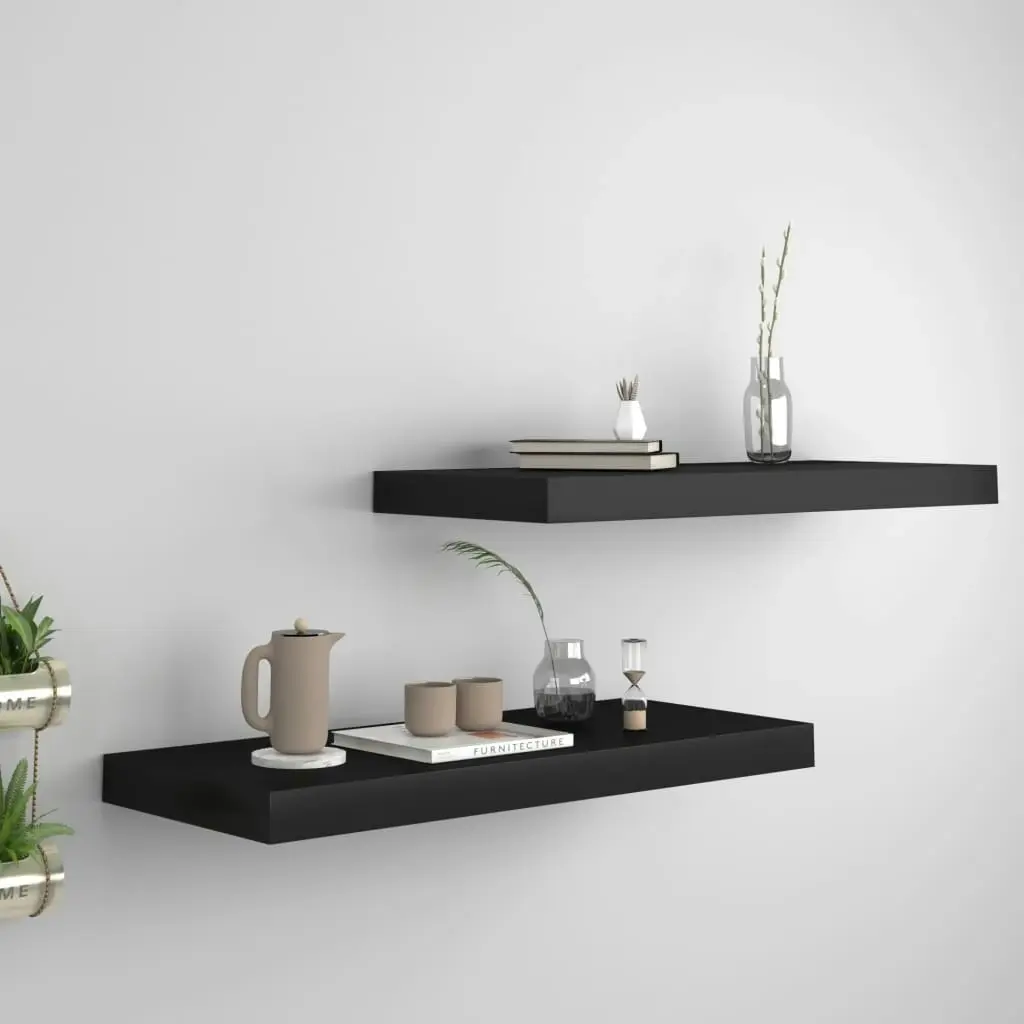 Floating Wall Shelves 2 pcs Black 60x23.5x3.8 cm MDF 323833