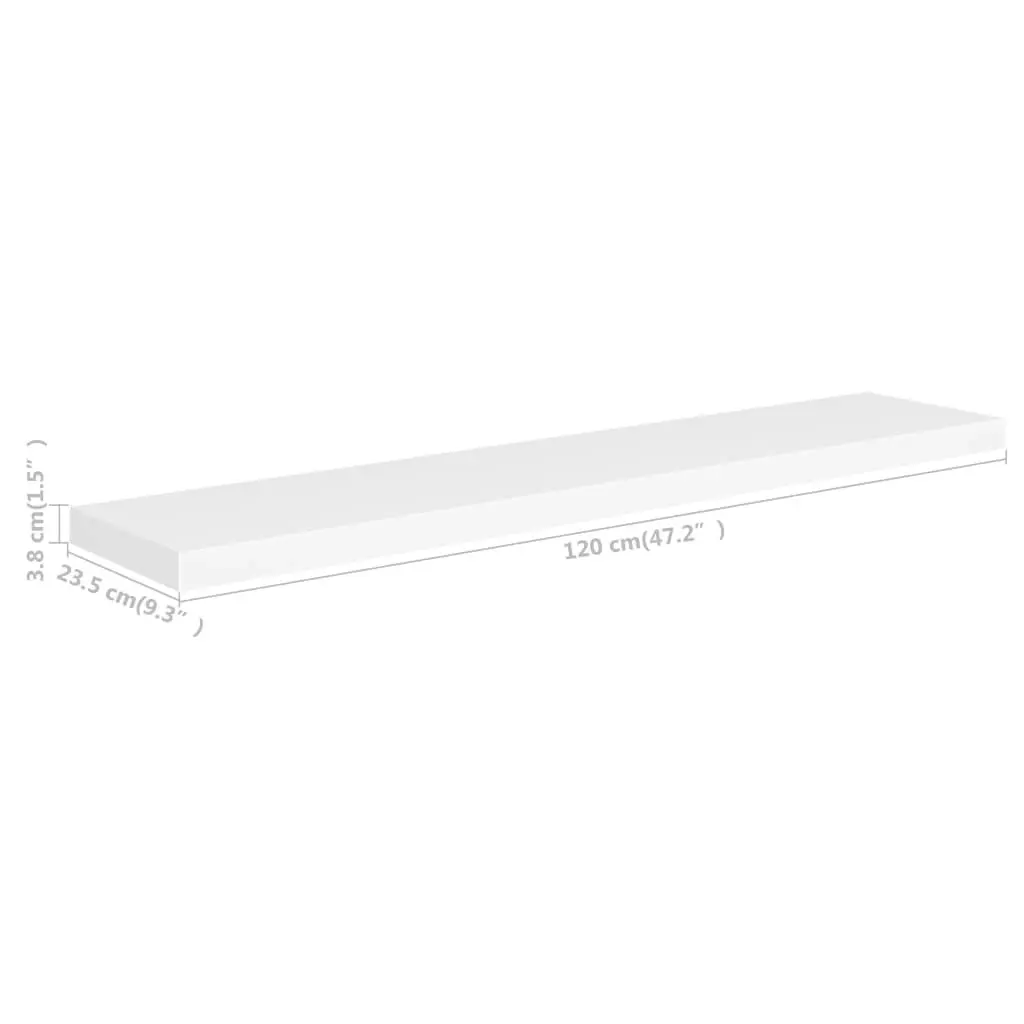 Floating Wall Shelves 2 pcs White 120x23.5x3.8 cm MDF 323821