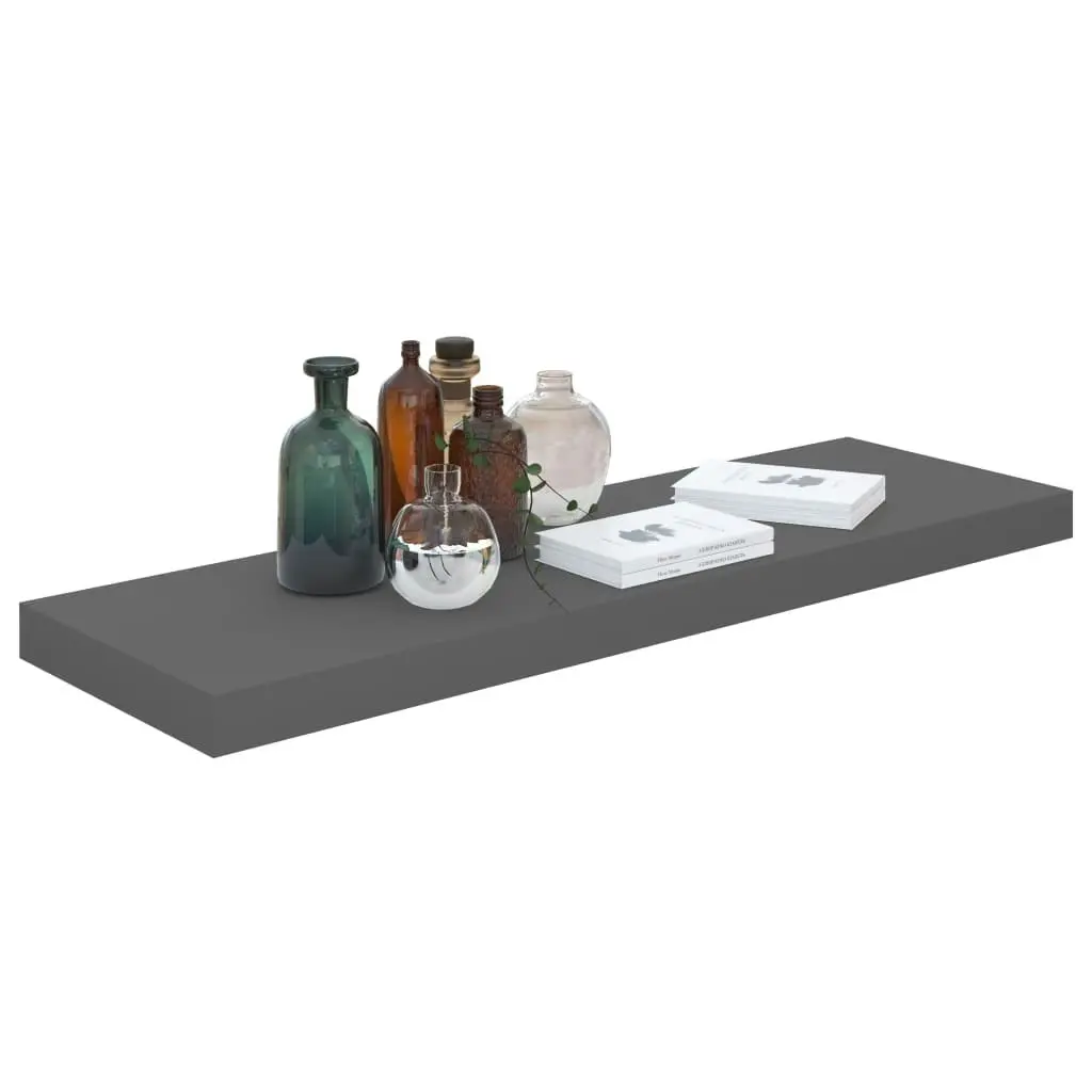 Floating Wall Shelf High Gloss Grey 80x23.5x3.8 cm MDF 323793