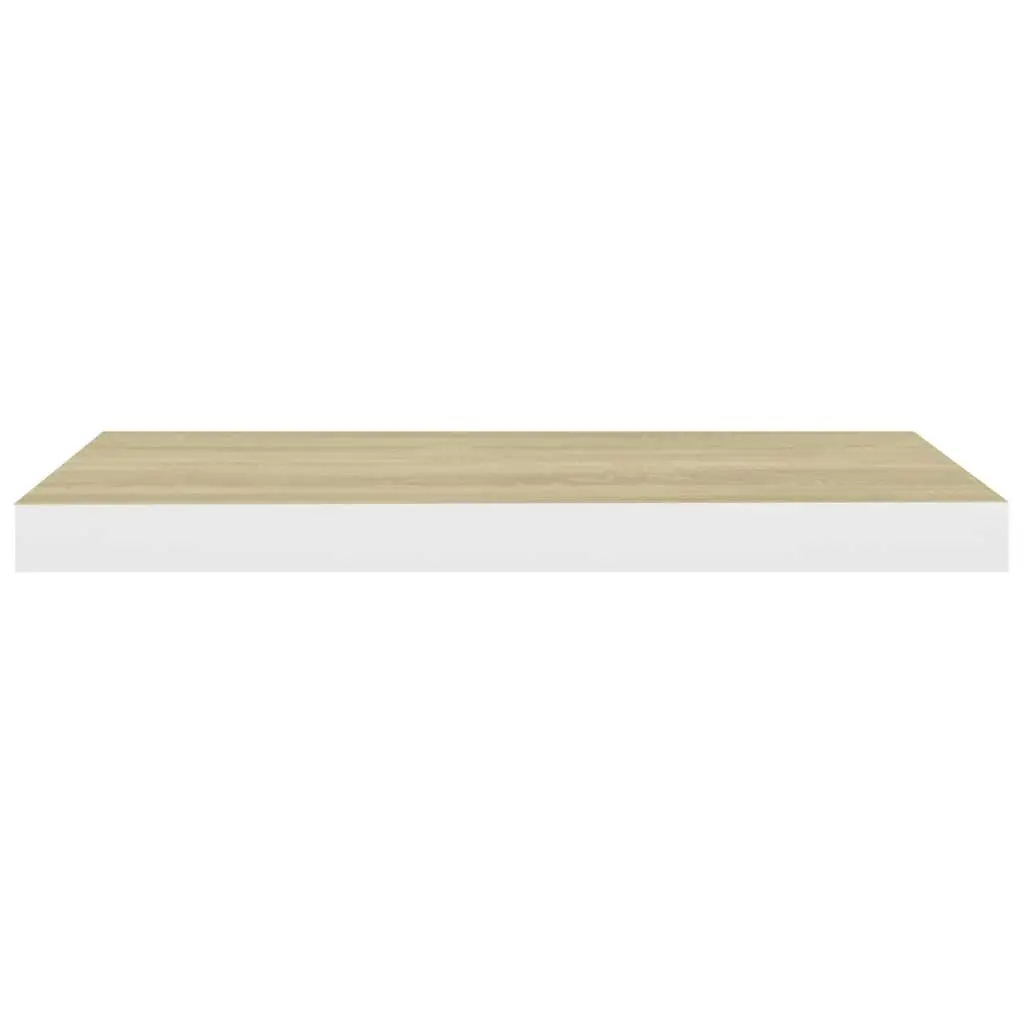 Floating Wall Shelves 2 pcs Oak and White 60x23.5x3.8 cm MDF 326577