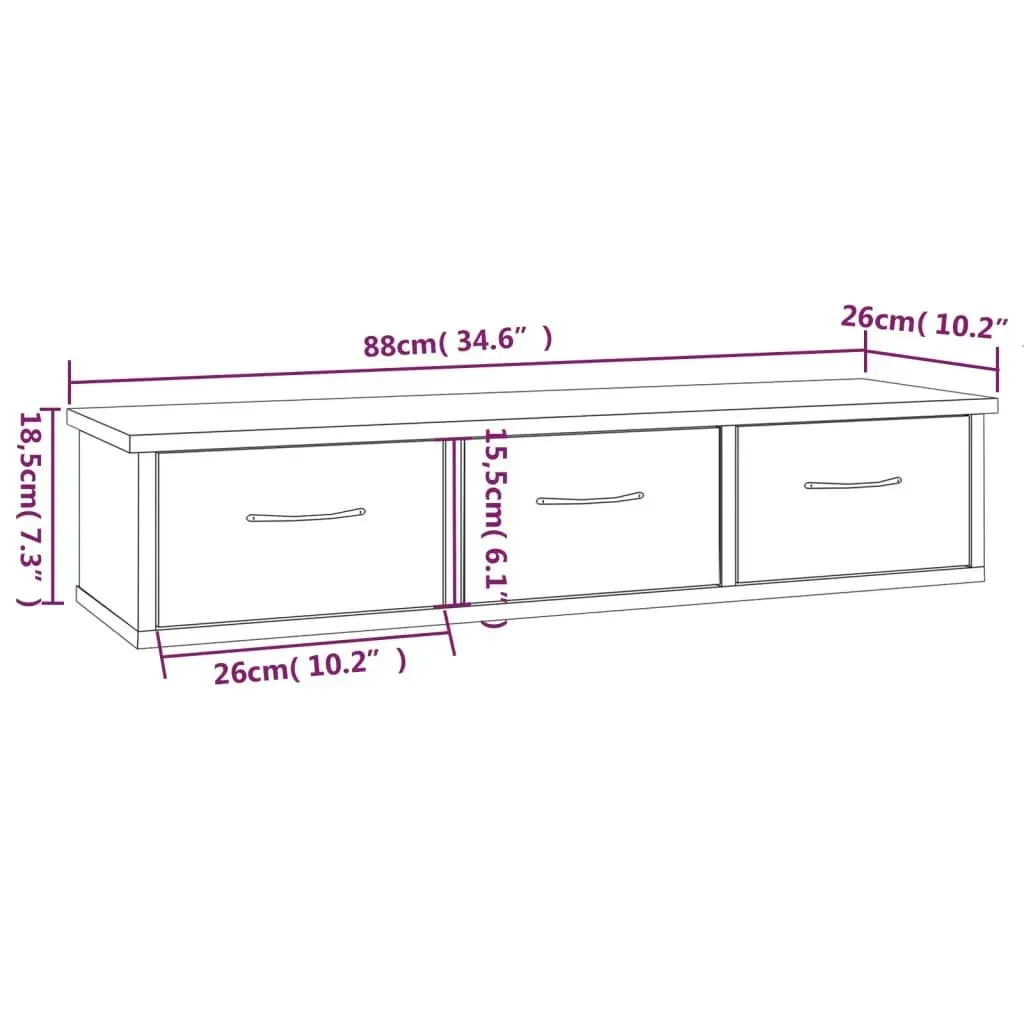 Wall Cabinet Grey Sonoma 88x26x18.5 cm Engineered Wood 815082