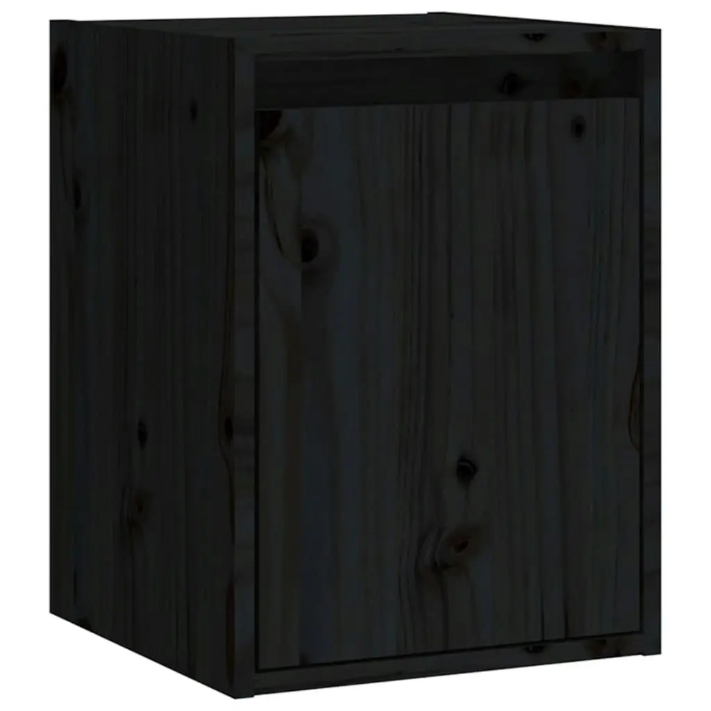 Wall Cabinets 2pcs Black 30x30x40 cm Solid Wood Pine 813484