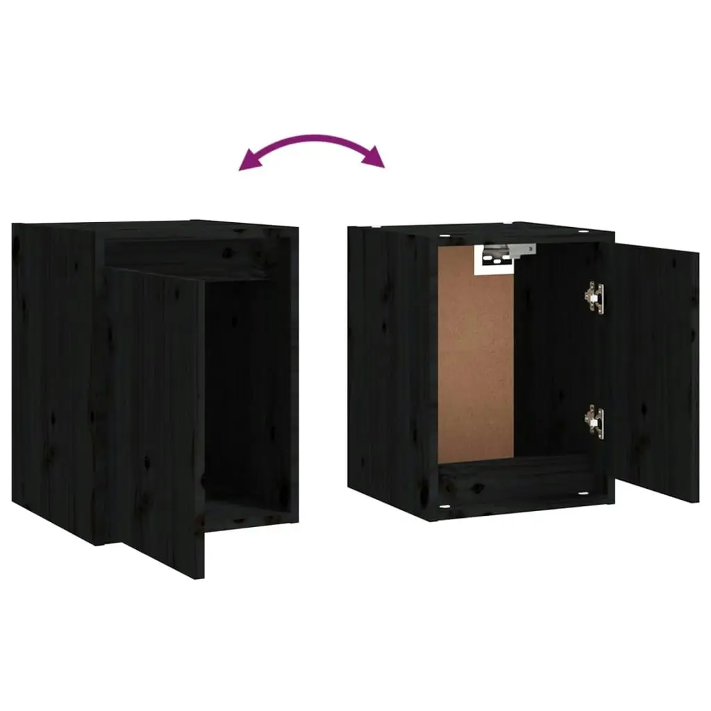 Wall Cabinets 2pcs Black 30x30x40 cm Solid Wood Pine 813484