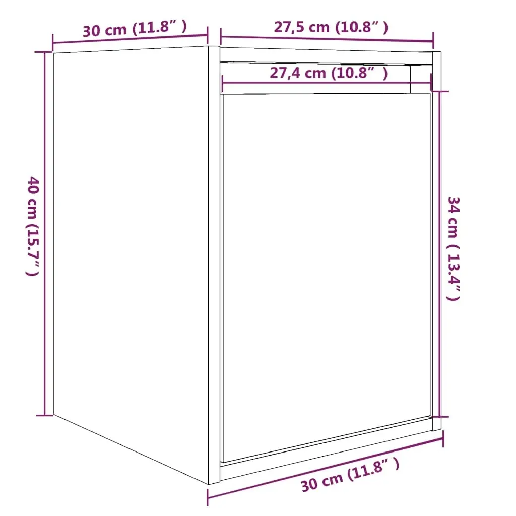 Wall Cabinets 2pcs Black 30x30x40 cm Solid Wood Pine 813484