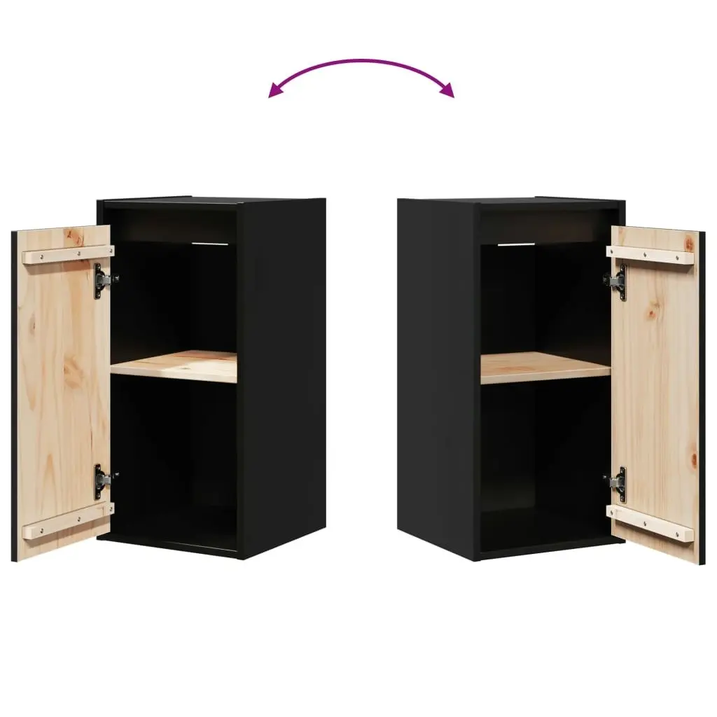 Wall Cabinets 2 pcs Black 30x30x60 cm Solid Wood Pine 813494