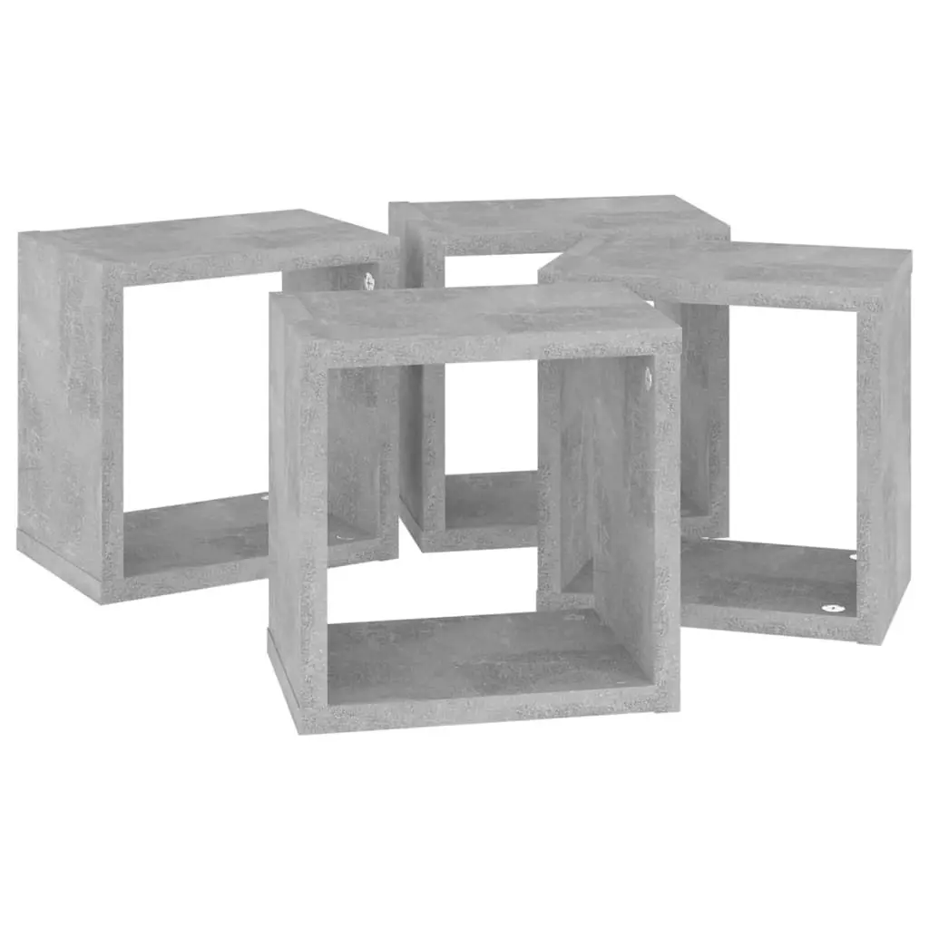 Wall Cube Shelves 4 pcs Concrete Grey 22x15x22 cm 807065