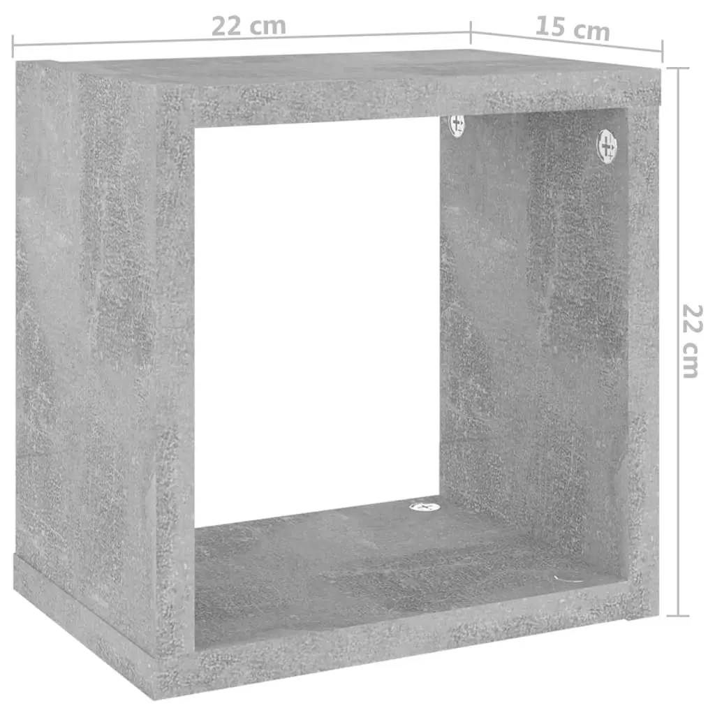 Wall Cube Shelves 4 pcs Concrete Grey 22x15x22 cm 807065