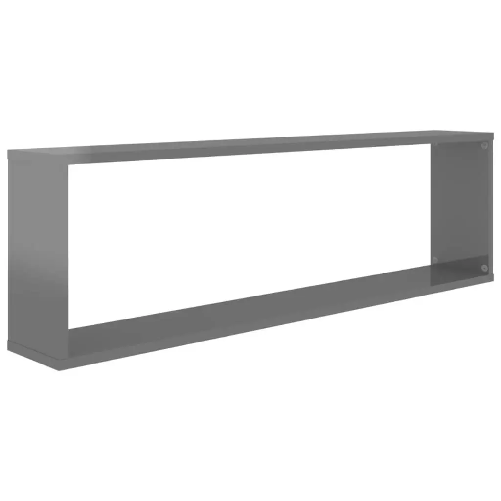 Wall Cube Shelves 4 pcs High Gloss Grey 100x15x30 cm Engineered Wood 807104