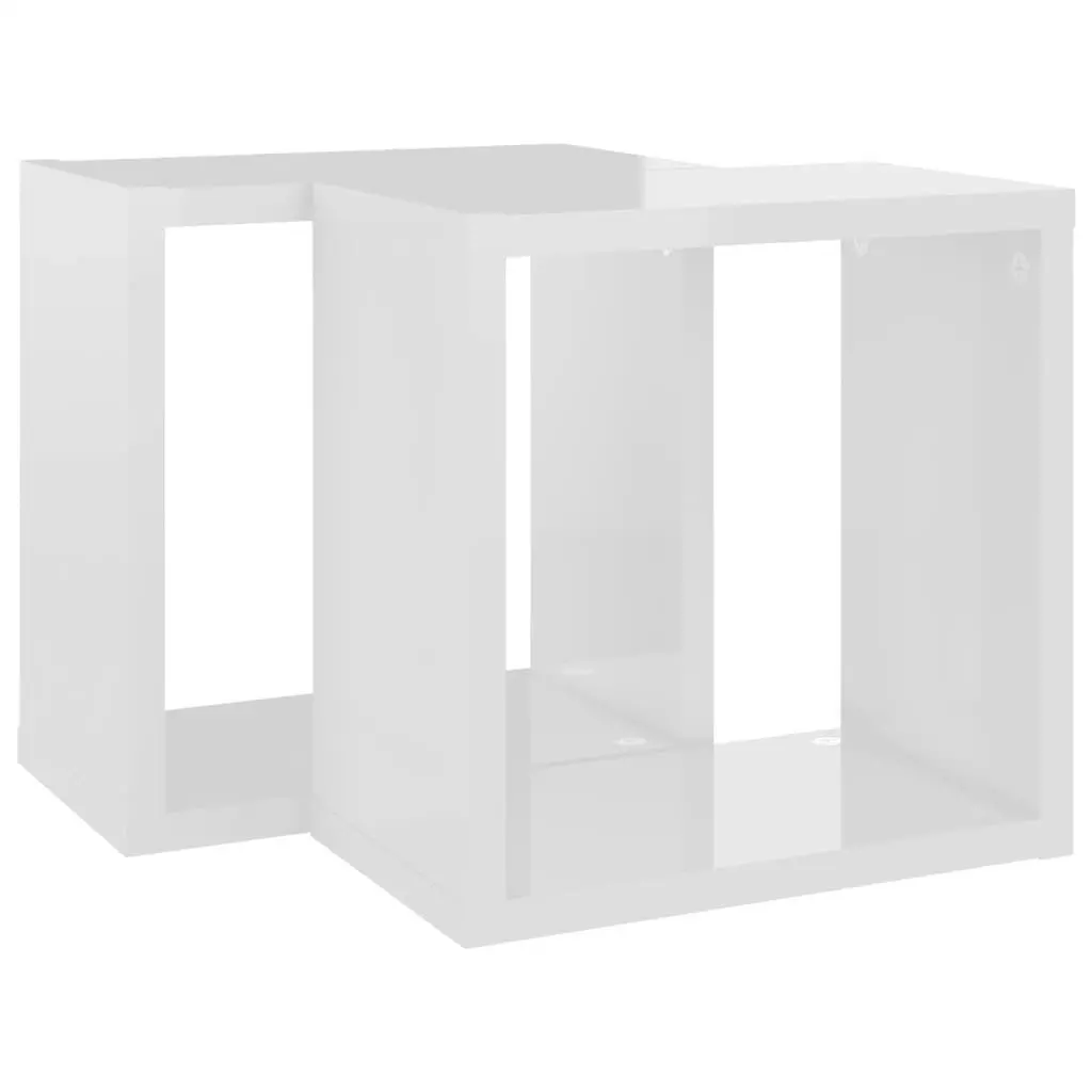 Wall Cube Shelves 2 pcs High Gloss White 26x15x26 cm 807043