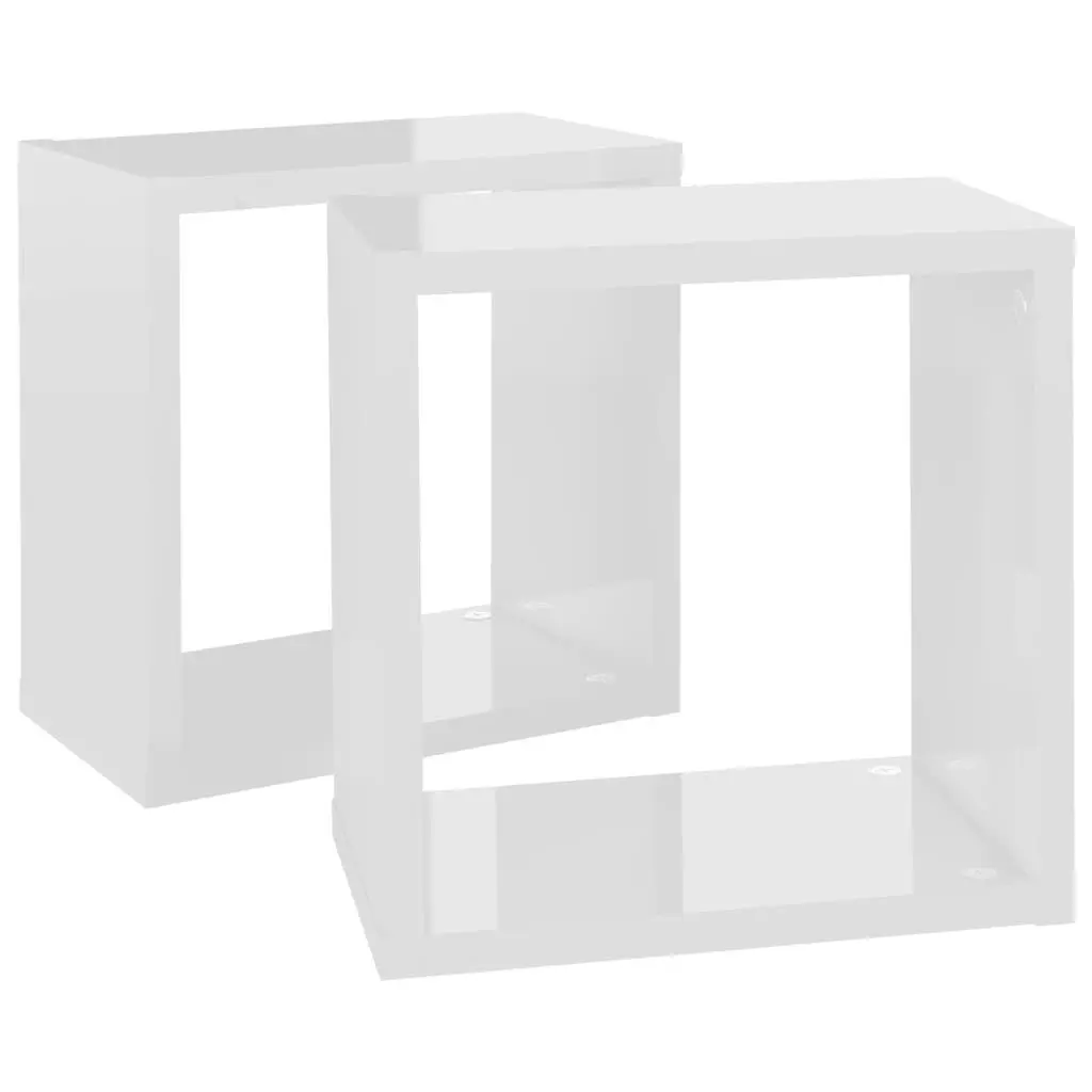 Wall Cube Shelves 2 pcs High Gloss White 26x15x26 cm 807043