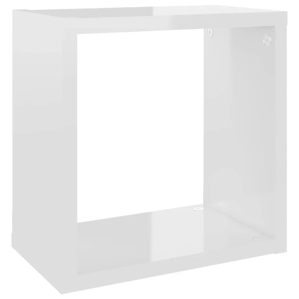 Wall Cube Shelves 2 pcs High Gloss White 26x15x26 cm 807043