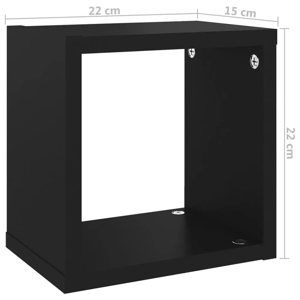 Wall Cube Shelves 4 pcs Black 22x15x22 cm 807056