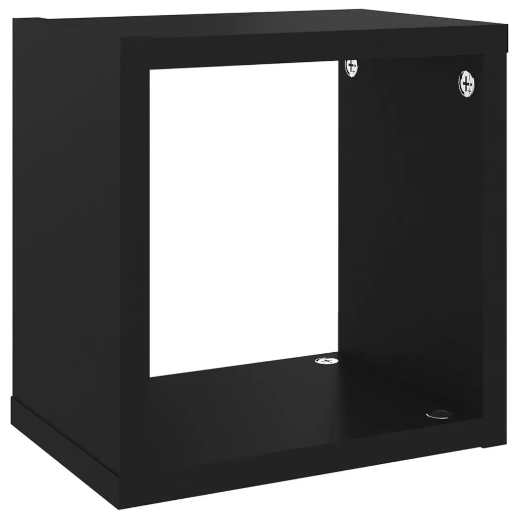 Wall Cube Shelves 4 pcs Black 22x15x22 cm 807056