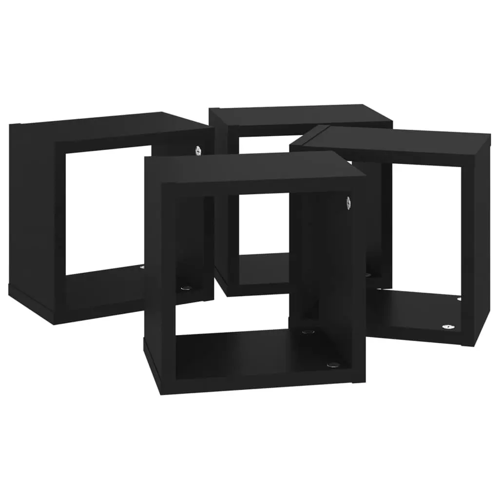 Wall Cube Shelves 4 pcs Black 22x15x22 cm 807056