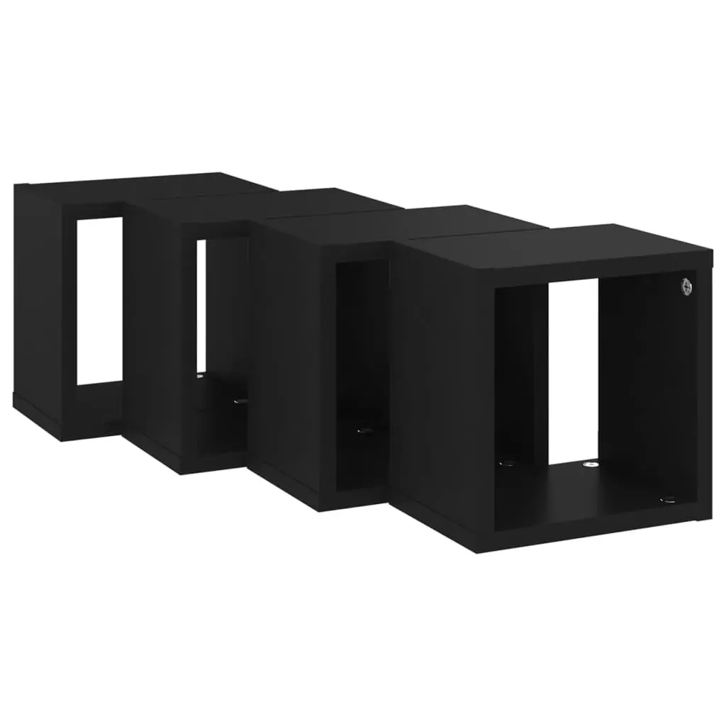 Wall Cube Shelves 4 pcs Black 22x15x22 cm 807056