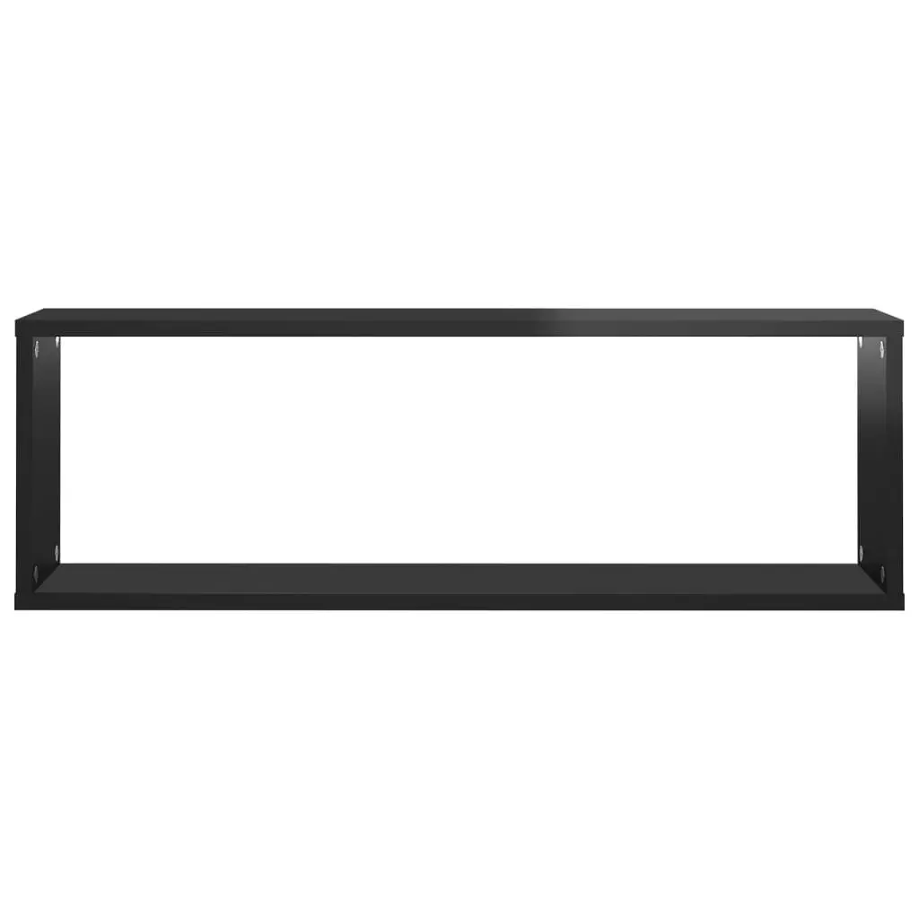 Wall Cube Shelves 4 pcs High Gloss Black 80x15x26.5cm Engineered Wood 807128