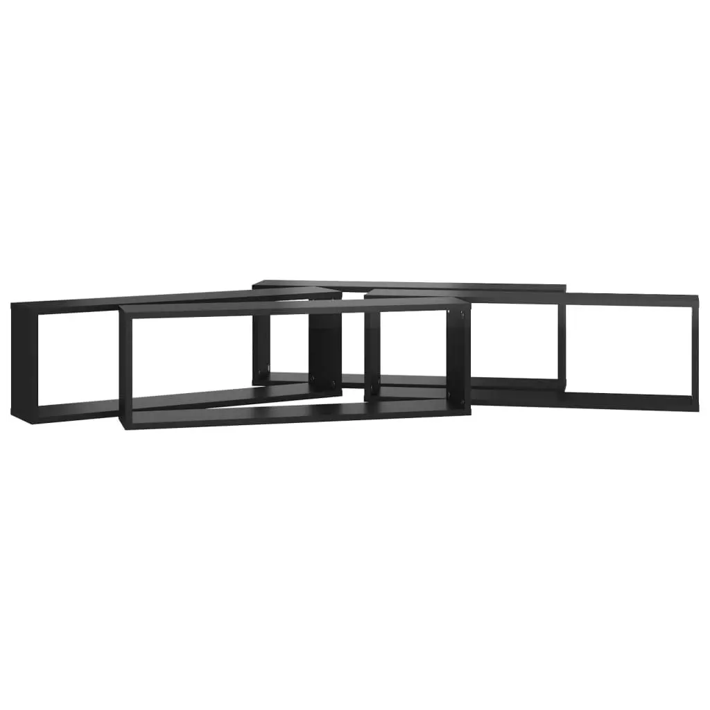 Wall Cube Shelves 4 pcs High Gloss Black 80x15x26.5cm Engineered Wood 807128