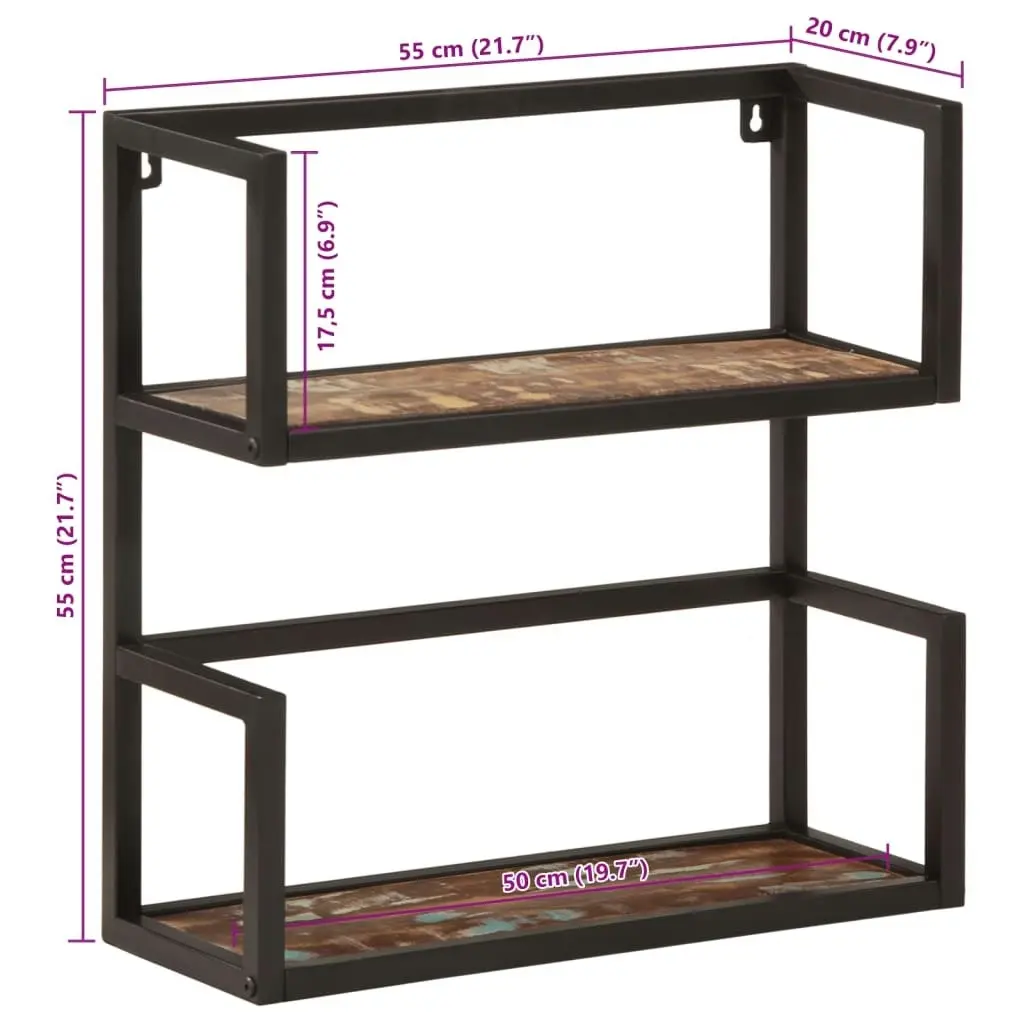 Wall Shelf 55x20x55 cm Solid Wood Reclaimed and Iron 374969