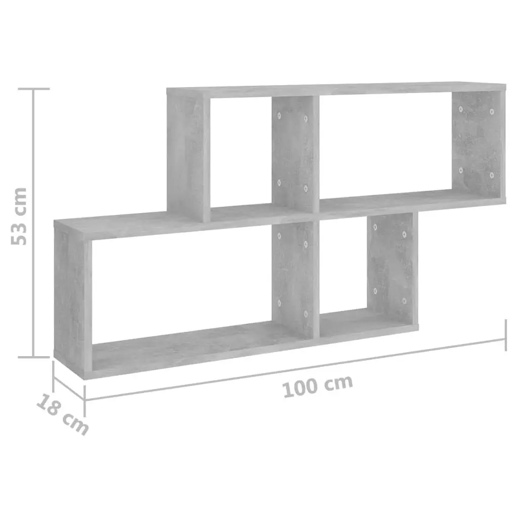 Wall Shelf Concrete Grey 100x18x53 cm Engineered Wood 807164