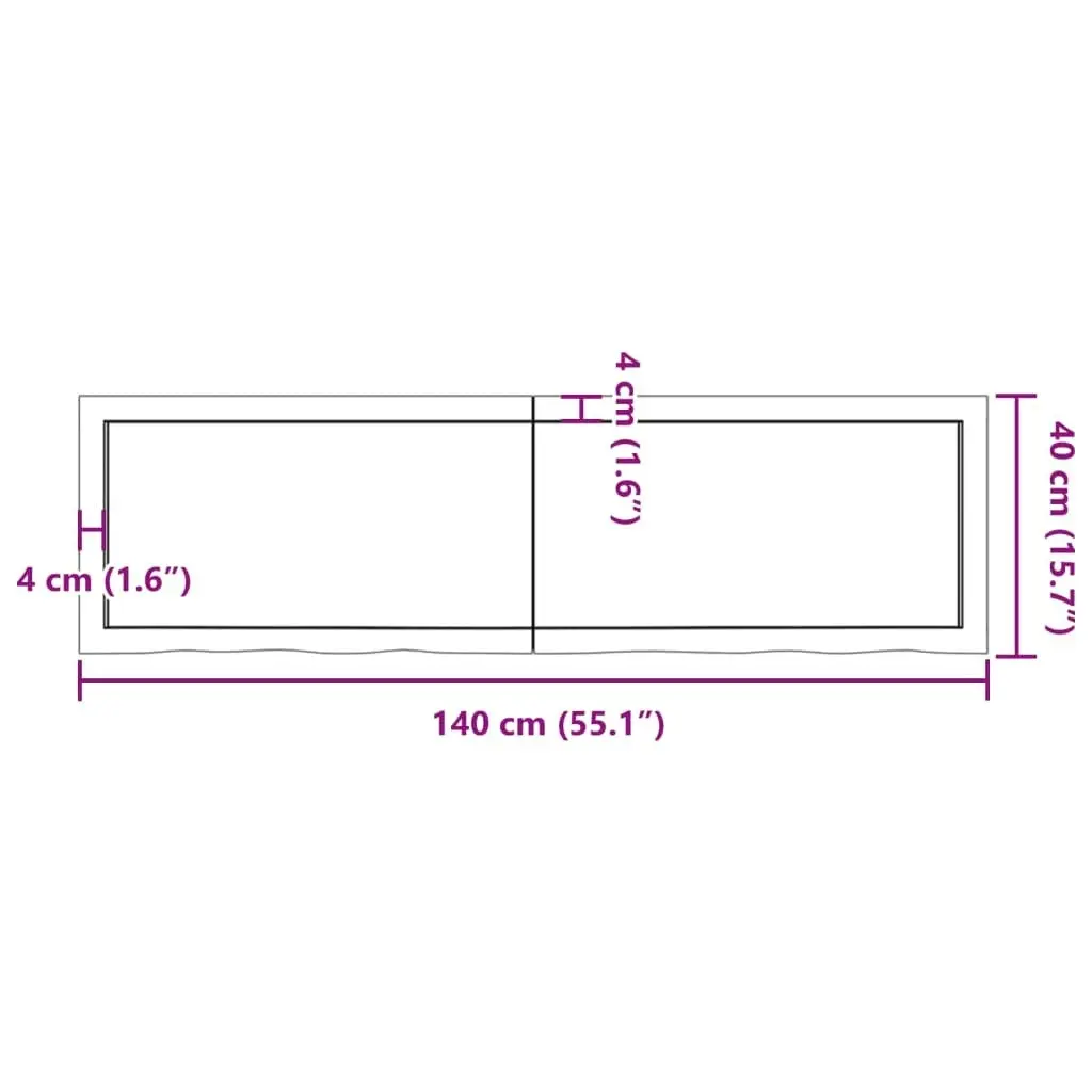 Wall Shelf Dark Brown 140x40x(2-4) cm Treated Solid Wood Oak 363822