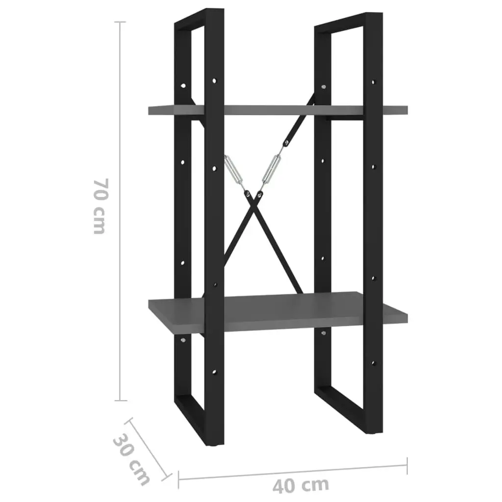 2-Tier Book Cabinet Grey 40x30x70 cm Engineered Wood 806409