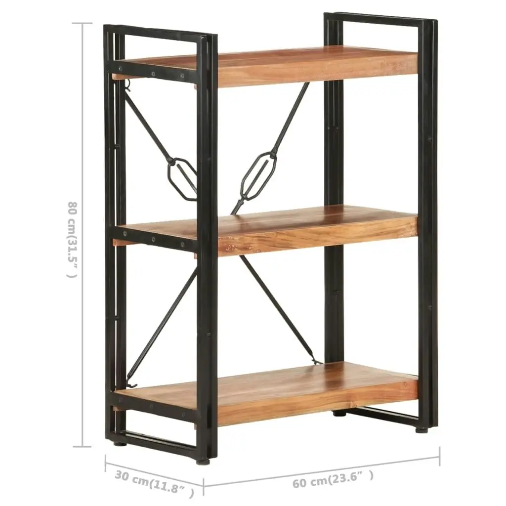 3-Tier Bookcase 60x30x80 cm Solid Acacia Wood 320613