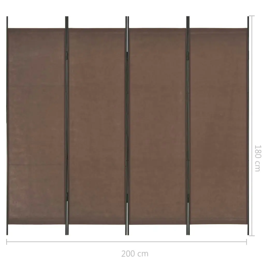 4-Panel Room Divider Brown 200x180 cm 280252