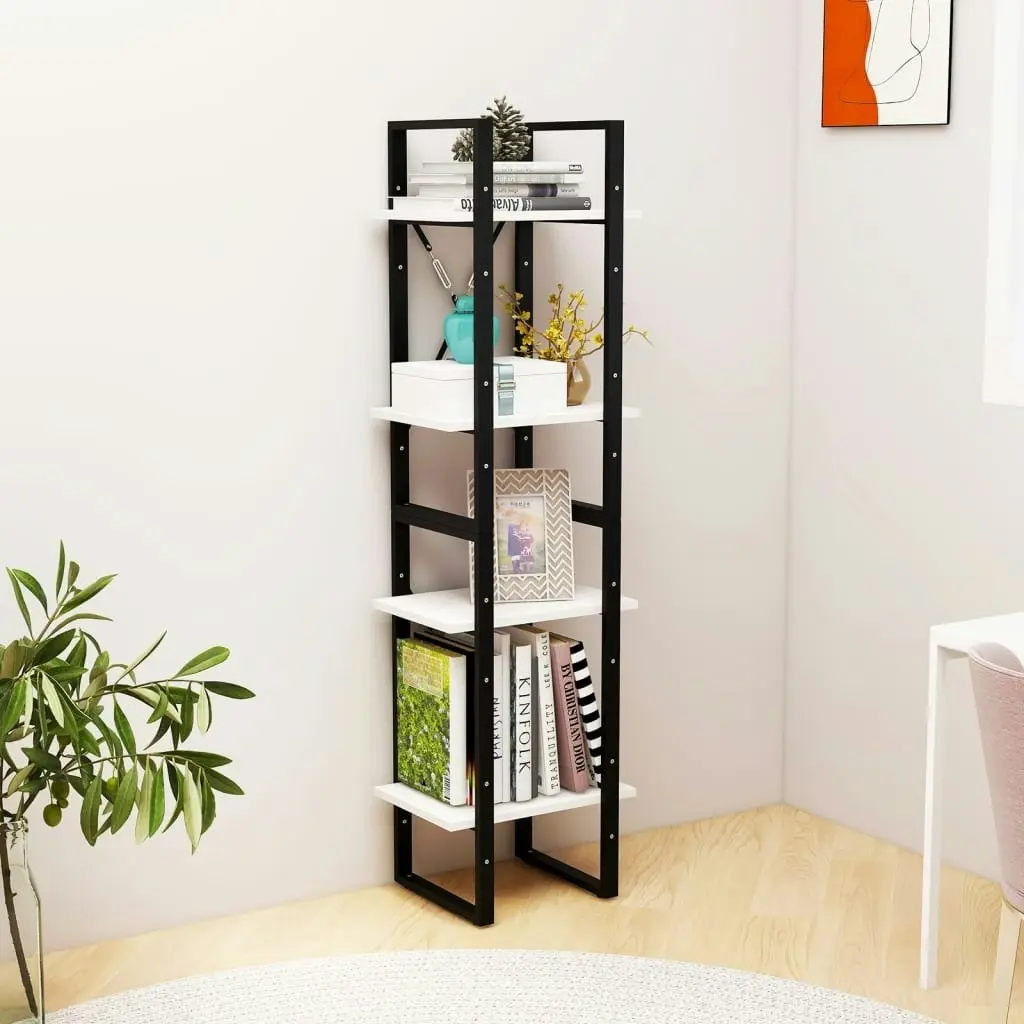 4-Tier Book Cabinet White 40x30x140 cm Solid Pine Wood 806423