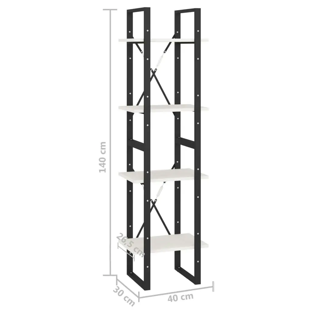 4-Tier Book Cabinet White 40x30x140 cm Solid Pine Wood 806423