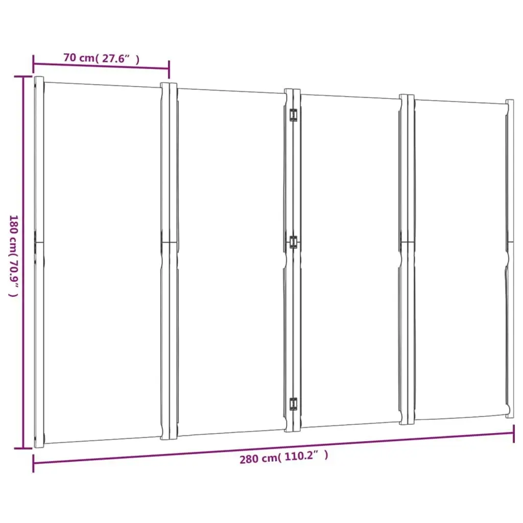 4-Panel Room Divider Light Grey 280x180 cm 4003356